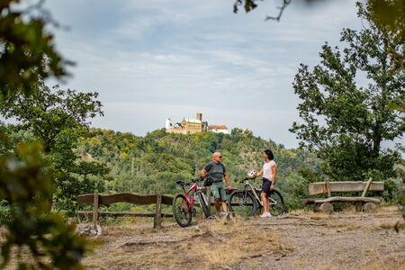 Fahrradfahrer vor der Wartburg